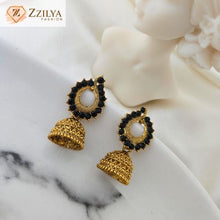 Antique Gold Black Jhumka Earrings – Traditional Temple Style Ethnic Wear for Women under Rs 99