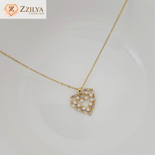 Pearly heart anti tarnish necklace set