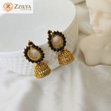 Antique Gold Black Jhumka Earrings – Traditional Temple Style Ethnic Wear for Women under Rs 99