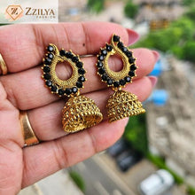 Antique Gold Black Jhumka Earrings – Traditional Temple Style Ethnic Wear for Women under Rs 99