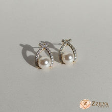 Elegant Crystal-Pave & Pearl Arc Stud Earrings - Classic & Trendy - Under ₹99