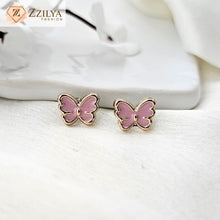Pink Butterfly Stud Earrings