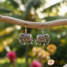 Oxidized Silver Elephant Drop Earrings - Traditional Indian Style - Under ₹99