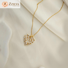 Pearly heart anti tarnish necklace set