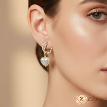 Romantic Pearl Heart Drop Earrings with Crystal Pave Accent - Under ₹99