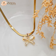 Bow studded anti tarnish neckpiece for women