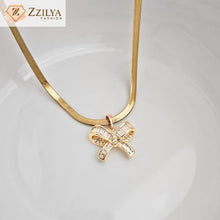 Bow studded anti tarnish neckpiece for women