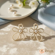 Delicate Beaded Pearl Flower Stud Earrings - Chic & Minimalist - Under ₹99