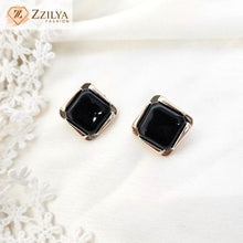 Black and Golden Stud Earrings