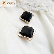 Black and Golden Stud Earrings