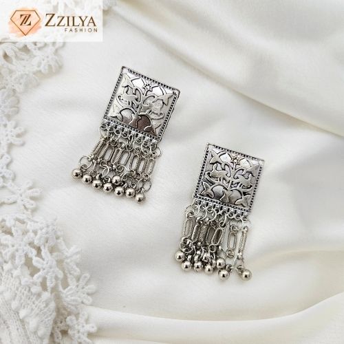 Silver Elegance Tassel Earrings