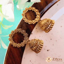 Azzure golden oxidised jhumka