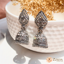 Silver Slate Stone Jhumka Earrings