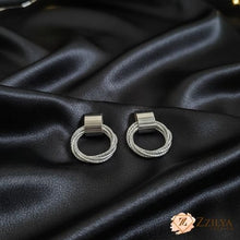 Chic Textured Gold Double Ring Drop Earrings - Lightweight & Trendy