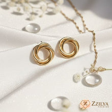 Elegant Interlocking Knot Stud Earrings in Gold Tone - Under ₹99