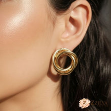 Elegant Interlocking Knot Stud Earrings in Gold Tone - Under ₹99