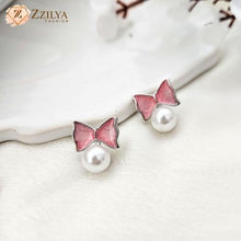Pink Bow Pearl earrings