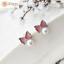 Pink Bow Pearl earrings