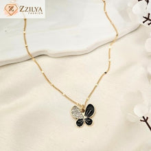 Monochrome Elegance Butterfly Necklace