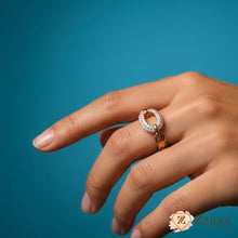 Classy gold pave chain link statement ring on a teal background, durable tarnish-free jewelry for a Pinterest-inspired aesthetic by Zzilya.