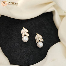 Korean gold leaf enamel stud earrings