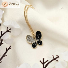 Monochrome Elegance Butterfly Necklace