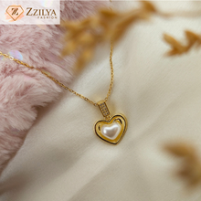 Pearl heart anti tarnish necklace for women