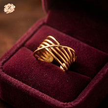 Adjustable multi-layer gold X ring for women, anti-tarnish stackable statement jewelry by Zzilya.