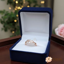 Rose Gold Leaf Diamond Ring | Vintage-Inspired Double Band | ZZILYA