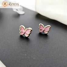 Pink Butterfly Stud Earrings