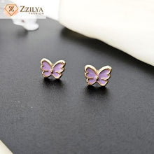 Purple Butterfly Stud Earrings