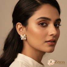 Elegant Gold Floral Pearl Cluster Stud Earrings - Zzilya Fashion