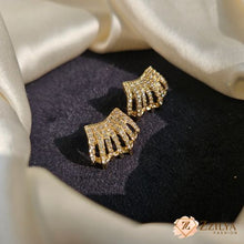 Glam Sweep Gold-Tone Rhinestone Stud Earrings Under Rs 99