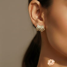 Glam Sweep Gold-Tone Rhinestone Stud Earrings Under Rs 99