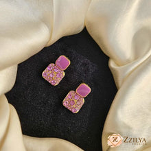 Purple Crystal Square Drop Earrings - Jewelry Under Rs 99