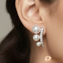 Zzilya Triple Pearl & Crystal Climber Earrings – Under Rs 99 – Elegant Bridal & Wedding Jewelry