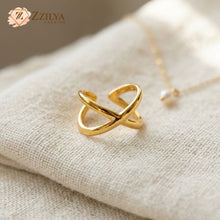 Gold Plated X-Cross Statement Ring | ZZILYA Fashion