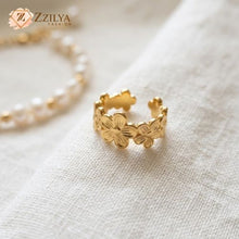 Gold Flower Adjustable Ring | Zzilya Fashion