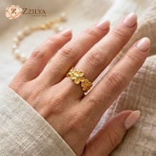 Gold Flower Adjustable Ring | Zzilya Fashion