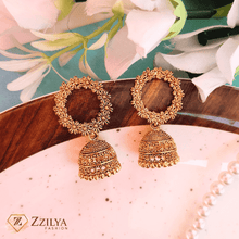 Azzure golden oxidised jhumka