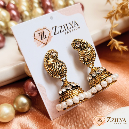 Golden Pearl Jhumki