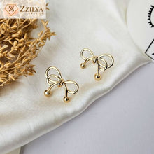 Golden Bow cute korean earrings