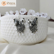 Drop jhumka earrings oxidised