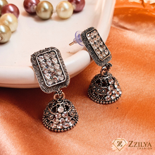 Silver Luster Oxidized Earrings Jhumka