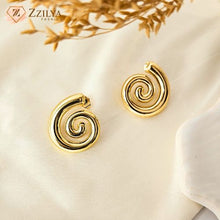 Swirl gold anti tarnish earrings