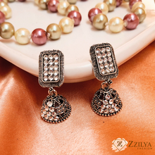 Silver Luster Oxidized Earrings Jhumka