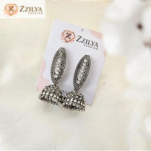 Beau Oxidised jhumka earrings