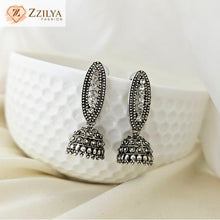 Beau Oxidised jhumka earrings