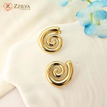 Swirl gold anti tarnish earrings