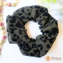 Green Leopard aesthetic Hair Scrunchies